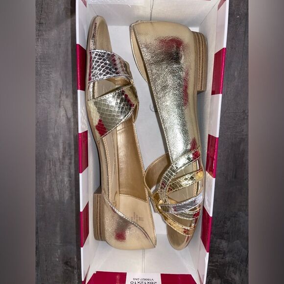 Sam Edelman sz 8 sandals flats, gold and silver metallic, lightly worn - Picture 3 of 8